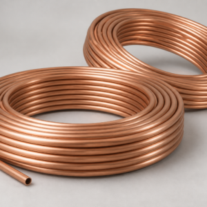 Annealed C12200 copper coil tubes with smooth circular tubing and an open hollow end